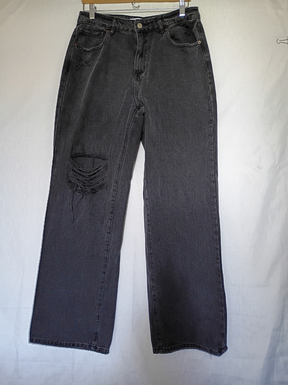 RSQ Black Baggy Straight-Leg Distressed Women’s Jeans Size 31